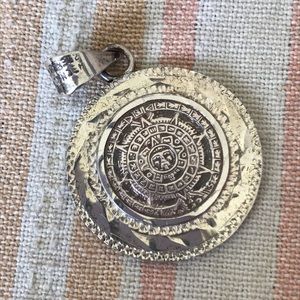 Sterling Silver Aztec Calendar Pendant